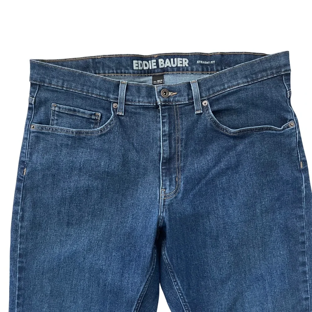 Eddie Bauer Mens Straight Fit Dark Wash Stretch Denim‎ Jeans 38x29 C3497079